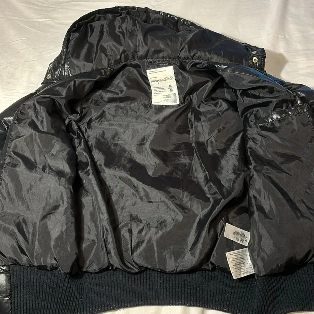 Aeropostale Black Puffer Y2K Full Zip Jacket size M - Picture 12 of 15